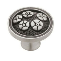 PBF390Y-BSP Brushed Satin Pewter Forget Me Not Drawer Cabinet Knob Pull - £18.37 GBP