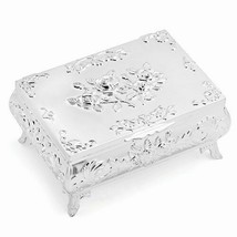 Silver-Plated Rose Rectangle Jewelry Box - £16.05 GBP