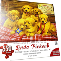 Jigsaw Puzzle Pile of Gold Puppies Labrador Dog Linda Picken 550 Piece 18x24 NEW - £9.07 GBP