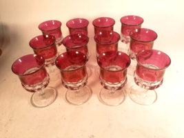 Vintage Indiana Art Glass Burgandy Wine Goblets, Rare Set of 12! - £87.76 GBP