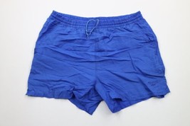 Vintage 90s Reebok Mens Large Faded Spell Out Nylon Shorts Baggies Royal Blue - $39.55