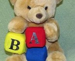 8&quot; LEMONWOOD BABY TEDDY BEAR ALPHBET BLOCKS PRIMARY COLORS Red Yellow Bl... - $19.80