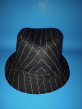 Express Striped Fedora Black With Pink Lining Hat One Size Cotton Wool Polyester - £10.67 GBP