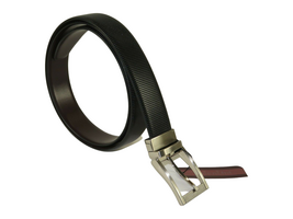 Mens VALENTINI Textured Leather Belt Classic Pin Buckle Reversible sw68 Black image 6