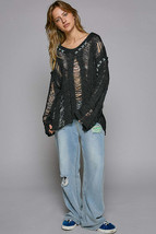 POL Distressed Dropped Shoulder Long Sleeve Knit Top - £35.38 GBP