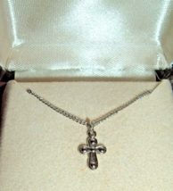 Vintage Cross Necklace Religious Crucifix Pendant in original velvet display box - £11.66 GBP