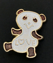 Vintage Gold tone Metal Tin Panda Bear LOVE Brooch Pin Hong Kong - £6.95 GBP