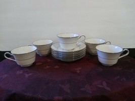 Set of 5 Noritake Marseille Cups &amp; Saucers Ivory China - £62.56 GBP