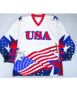 Vintage Pro joy Mens XL Canada Made Hockey Jersey USA Flag Red White Blu... - $26.55