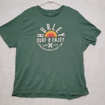 Hurley Men’s T Shirt Size 2XL XXL Green Short Sleeve Surf &amp; Enjoy Graphic - $11.87