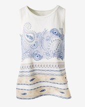 Chicos 1 Sleeveless Shell Knit Tank Top Womens M 8 Scoop Neck Paisley Cotton - £10.82 GBP