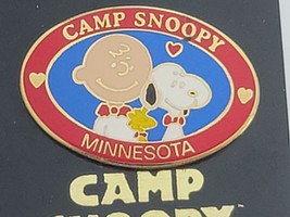 CAMP SNOOPY Charlie Brown Woodstock Minnesota Peanuts Vintage Lapel Hat Pin - $25.99