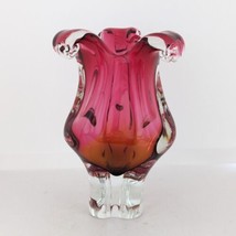 Chribska Art Glass Vase, Josef Hospodka, Czech, Bohemian, Vintage, Pink, Orange - £32.89 GBP