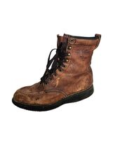 Vintage Fin &amp; Feather Brown Leather hunting Mic Toe boots 10.5 - $54.45