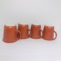 Vintage Corning Pyrex Milk Glass Coffee Mugs D Handle Set Of 4 Burnt Orange USA - £15.78 GBP