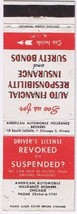 Matchbook Cover American Automobile Insurance Brokers Chicago Illinois B... - £2.27 GBP