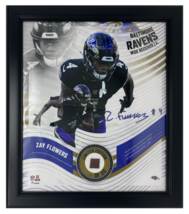 Zay Flowers Baltimore Ravens Framed 15&quot; x 17&quot; Game-Used Football Collage LE 4/50 - £208.34 GBP