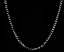 Men&#39;s Tennis Necklace 3mm Round Cut Lab Created Black Onyx 14K Black Gol... - £233.73 GBP