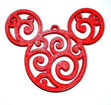 Mickey Themed Head Ears Swirl Design Christmas Ornament Made in USA PR2235-RED - £3.92 GBP