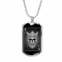 Express Your Love Gifts Casino Poker King of Spades Skull Dog Tag Engraved Stain - £46.67 GBP