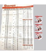 NEW Starrett Wall Chart 25”x39” and 3 Tap/Drill &amp; Metric Equivalent Pock... - $23.95