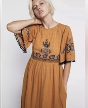Zara Boho Embroidery Ethnic Hippie Gypsy Pockets Summer Tunic Dress S - $29.00