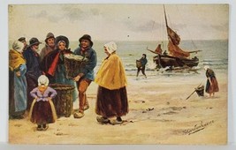 Artist Johan Gerstenhauer Bringing in The Catch Beach Scene Postcard R20 - £7.07 GBP
