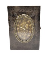 Victorian Look Clock With Key Box Key Holder Brown Faux Leather Tooled W... - £17.83 GBP