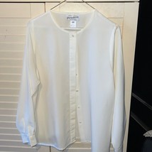 Vintage Pendleton cream color button up blouse with puffy sleeve size 16 - £23.43 GBP