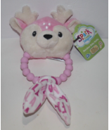 Spark Create Imagine Reindeer Baby Rattle Teether 9&quot; Pink Plush Toy Walm... - $15.75