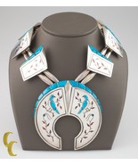 .925 Sterling Silver Turquoise Bird Accent Navajo Necklace - $2,685.17 CAD