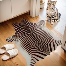Khaki &amp; Brown Non-Slip Zebra Area Rug 2.2x2.9 FT - Luxurious Pet-Friendl... - $46.48