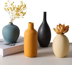 Cucumi 4 Pcs. Ceramic Vase Set Coffee Table Home Decor Flower Vases Multicolored - £26.03 GBP