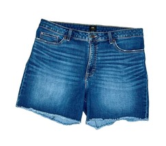Lee Riders Blue Jean Shorts High-Rise Cut Off Frayed Hem 5 Inch Inseam Size 16M - £11.66 GBP