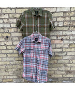 Lot of 2 Men&#39;s Size Small Prana Cotton/Poly Plaid Shirts Pink &amp; Gray and... - £22.85 GBP