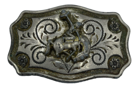 Vintage Horse Western Rodeo Silver Tone Belt Buckle 2.5&quot; Horse Image Cowboy - $332.78 MXN