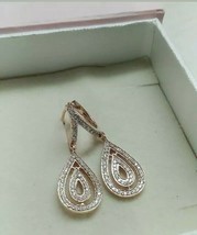 14K White Gold Plated 1Ct Round Diamond Drop Dangle Clip On Pear Drop Earrings - £72.52 GBP