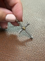 David Yurman 925 Sterling Silver Cable Cross Pendant With 18K/750 Yellow... - $222.75