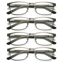 4 PK Mens Metal Frame Spring Hinge Blue Light Blocking Reading Glasses Readers - £17.29 GBP