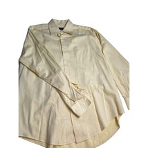 Jhane Barnes Men Shirt Yellow Button Up Long Sleeve Cotton 16.5 34/35  Large L - £11.80 GBP