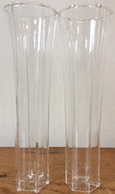 Pair 2 Vintage Handblown Glass Fluted Delicate Wedding Champagne Flutes 7&quot; - £23.48 GBP