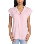 Jachs Womens Blouse Pink Girlfriend Short Cap Sleeves Button-Front Breat... - $685.83 MXN