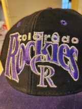 vtg Colorado Rockies Baseball Hat Cap Size 7 1/2 1990s mlb Fitted VINTAGE purple - £8.51 GBP