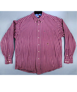 Vintage Tommy Hilfiger Shirt Men&#39;s XL Button Down Plaid Red Blue Classic... - £21.41 GBP