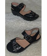 Wonders Black Patent Leather Platform Wedge Shoes / Sandals Women 36 - €34,26 EUR