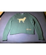 Vintage 2001 Polo Ralph Lauren Sweater Sz L  Green With Dog Design Hand Knit - £367.46 GBP