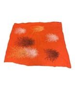 Vintage Orange Embroidered Scarf Fireworks Spray Retro MCM Head Covering... - £14.76 GBP