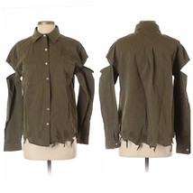 LF BSBW Future Destroyed Green Khaki Button Down Long Sleeve Shirt Size XS - £42.31 GBP
