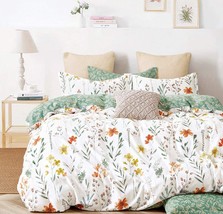 SLEEPBELLA Duvet Cover Set 600 Thread Count Cotton, Twin, White&amp;Green Floral - £37.56 GBP