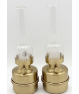 Ikea Strala Table Lamps Lot 2 Battery Operated 7.5&quot; Brass LED Hurricane ... - €20,90 EUR